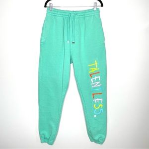 Talentless Elementary Jogger Pants 100% Cotton Logo Spellout In Turquoise Size L